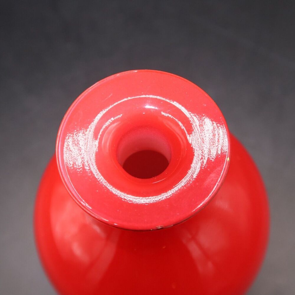 Kate Spade New York by Lenox Red Bud Vase with Gold Trim Glass Round - Picture 2 of 6